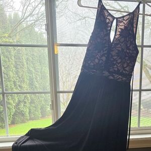 Floor Length Black Lace Formal Gown